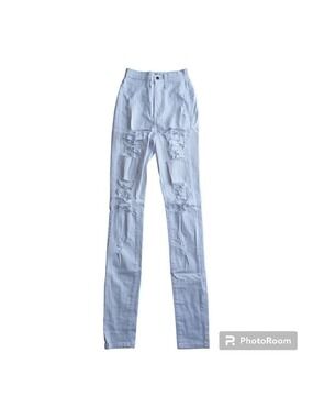 Aphrodite Women Style 4177 High Waist White Distressed Skinny Jeans - Size 3